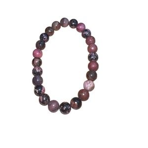 Handcrafted Pink Rhodonite Bead Women's Bracelet